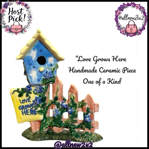 Other - New Love Grows Here Handmade Ceramic Birdhouse Decor Handpainted Special Glazes